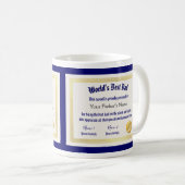 Mug Le meilleur certificat papa du monde Funny moderne (Devant droit)