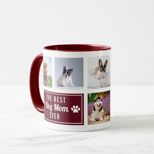 Mug Le Meilleur Chien Maman Jamais Burgundy Collage d' (Devant gauche)