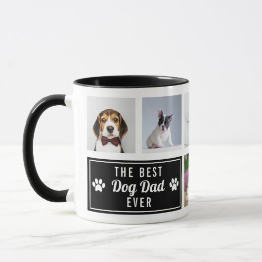 Mug Le meilleur chien papa jamais Black Pet Collage ph (Gauche)