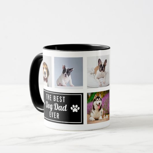 Mug Le meilleur chien papa jamais Black Pet Collage ph (Devant gauche)