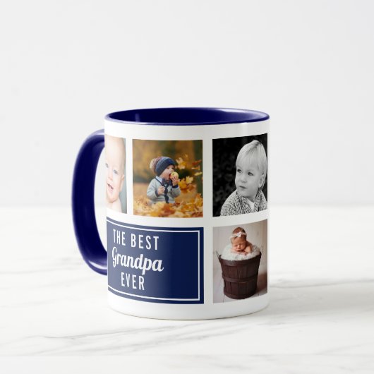 Mug Le meilleur grand-père jamais marine Collage bleu (Devant gauche)