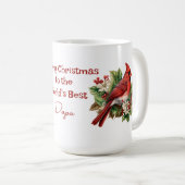 Mug Le meilleur papa du monde Cardinal rouge Noël (Devant droit)