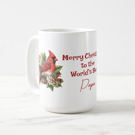 Mug Le meilleur papa du monde Cardinal rouge Noël (Devant gauche)