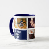Mug Le meilleur Papa Ever Navy Blue Collage Photo pers (Devant gauche)