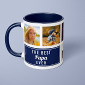 Mug Le meilleur Papa Ever Navy Blue Collage Photo pers