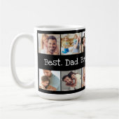 Mug Le meilleur.Papa. Jamais. Collage de photos en noi (Gauche)