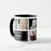 Mug Le meilleur papa jamais noir collage photo (Devant gauche)