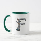 Mug Le métal fleurit le monogramme F (Gauche)