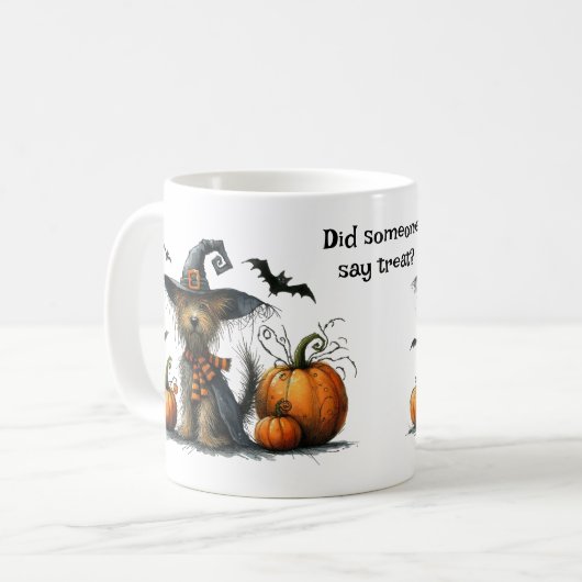 Mug Le mignon chien dans le Casquette de sorcière quel (Devant gauche)