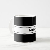 Mug Le monogramme fait sur commande blanc noir simple (Devant gauche)