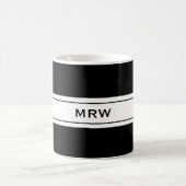 Mug Le monogramme fait sur commande blanc noir simple (Centre)