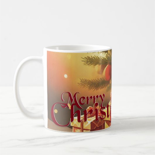 Mug Le Motif de Noël, avec des présents sous l'arbre d (Gauche)
