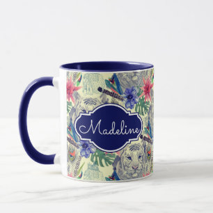Mug Le motif indien vintage   de tigre de style