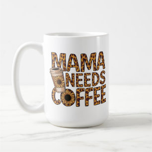 MUG LE MOTIF LEOPARD MAMA A BESOIN DE CAFÉ SUNLOWER