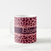 Mug Le motif rose de peau de léopard personnalisent (Devant gauche)