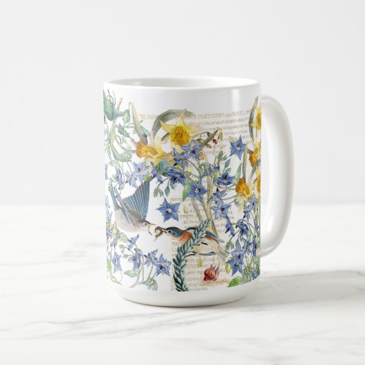 Mug Le narcisse d'oiseaux d'oiseau bleu d'Audubon (Devant droit)
