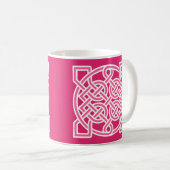Mug Le noeud de marin celtique, Fuchsia rose et blanc (Devant droit)