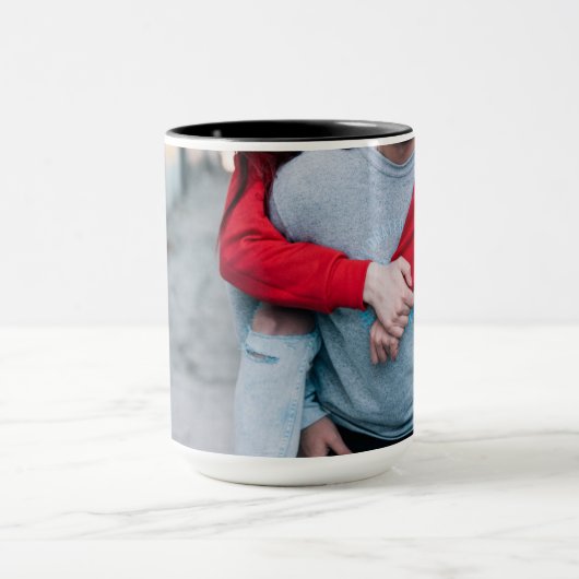 Mug Le noir fait sur commande sonnerie de 15 onces (Centre)