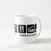 Mug Le noir mangent des icônes de musique de sommeil (Devant droit)