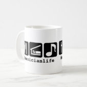 Mug Le noir mangent des icônes de musique de sommeil (Devant gauche)