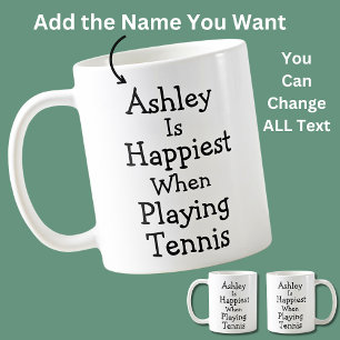 Mug Le nom est le plus heureux en jouant au tennis