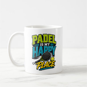 Mug Le Padel Est Mon Endroit Heureux Rétro Sport