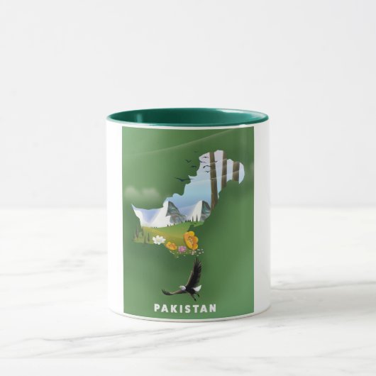 Mug Le Pakistan a illustré une carte de voyage. (Centre)
