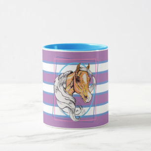 Mug Le Palomino (rayures bleu, noir et blanc)