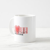 Mug Le papier et le coeur d'Ekg de cadeau d'infirmière (Devant gauche)