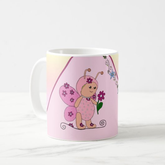 Mug Le papillon de roses personalisiert (Devant gauche)