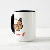 Mug Le papillon Monarque orange "Crois-Toi" (Devant gauche)