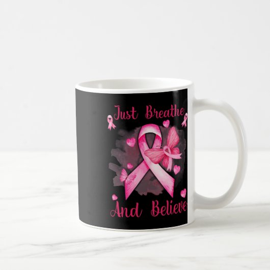 Mug Le Papillon Ruban Respire Et Croit Le Cancer Du Se (Droite)