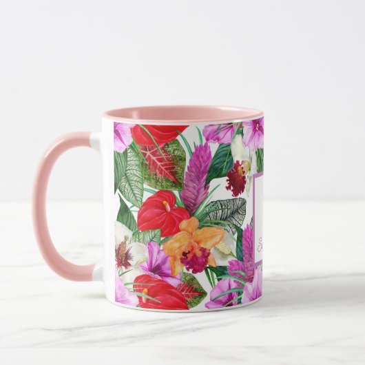 Mug Le paradis côtier monogramme fleurit (Gauche)