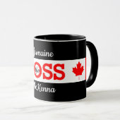 Mug Le patron avec érable canadien et votre nom (Devant droit)
