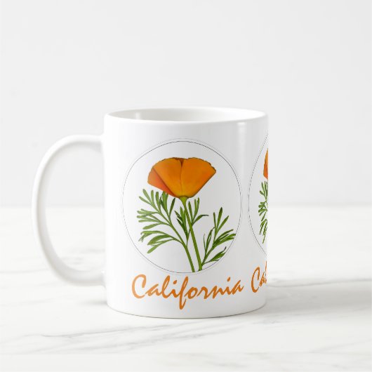 Mug Le pavot de Californie dans un cercle, Texte "Cali (Gauche)