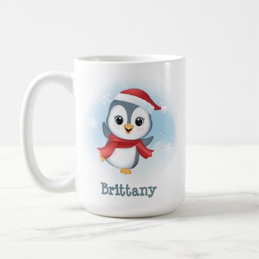 Mug Le Penguin Dancing Nom personnalisé Noël 15oz (Gauche)