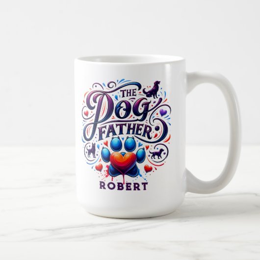 Mug Le père chien Rétro Typographie (Droite)