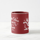 Mug Le Père Noël arrive Noël rouge (Centre)
