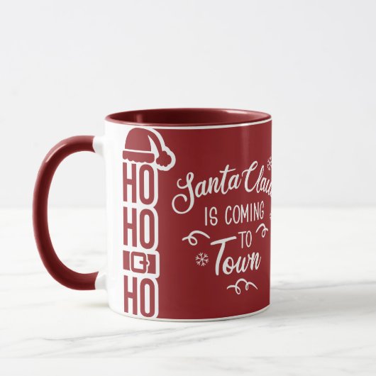 Mug Le Père Noël arrive Noël rouge (Gauche)
