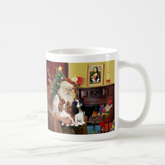 Mug Le Père Noël et 2 Cavalier Kings Charles (Droite)