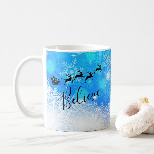 Mug Le Père Noël et son renne volant - Croyez (Avec donut)