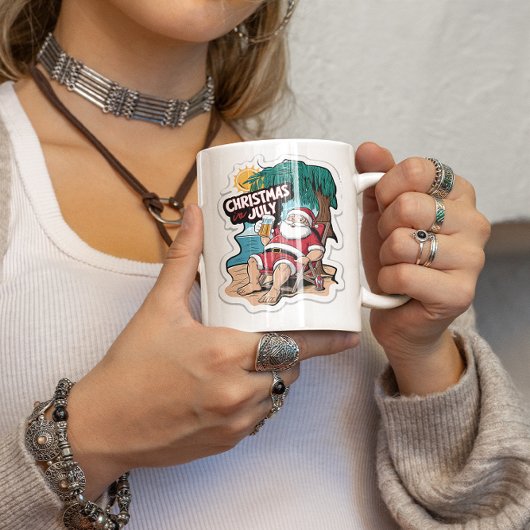 Mug Le Père Noël Festif se détend sur la rive tropical