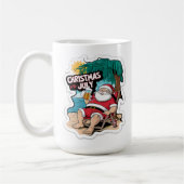 Mug Le Père Noël Festif se détend sur la rive tropical (Gauche)