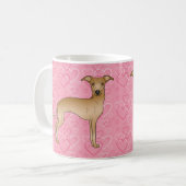 Mug Le Petit Chien Grison Italien Sur Le Coeur Rose (Devant gauche)