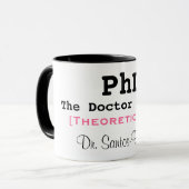 Mug Le PhD, le docteur est dedans ! , [théoriquement], (Devant gauche)