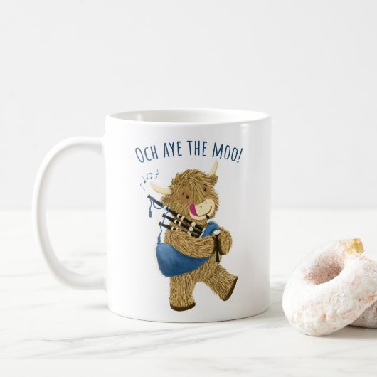 Mug Le Piper De Vache Écossais Highland Dit Och Aye Th (Avec donut)