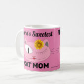 Mug Le plus doux du monde CAT MOM Pink Cat Face (Devant gauche)