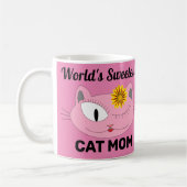 Mug Le plus doux du monde CAT MOM Pink Cat Face (Gauche)