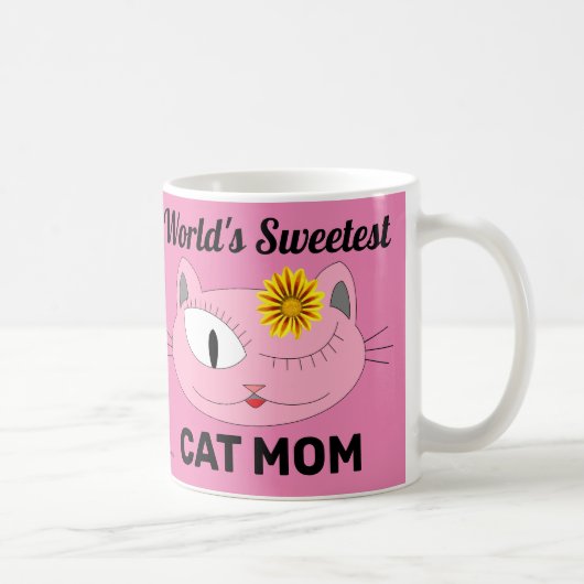 Mug Le plus doux du monde CAT MOM Pink Cat Face (Droite)