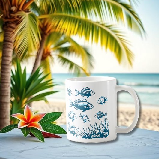 Mug Le poisson sous l'eau style pêcheur tendance